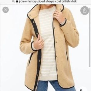 J. Crew Factory Piped Sherpa Coat British Khaki 3X